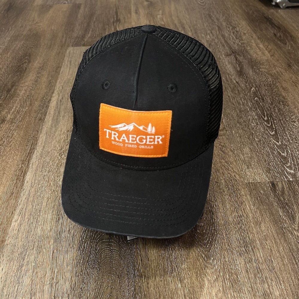 Traeger Grills Snapback Hat Black Mesh Hunting Fishing Outdoor Tech Logo Cap